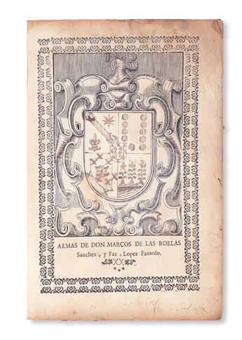 ROELAS Y PAZ, MARCOS DE LAS.  Executoria.  1706.  Patent of nobility printed from type.